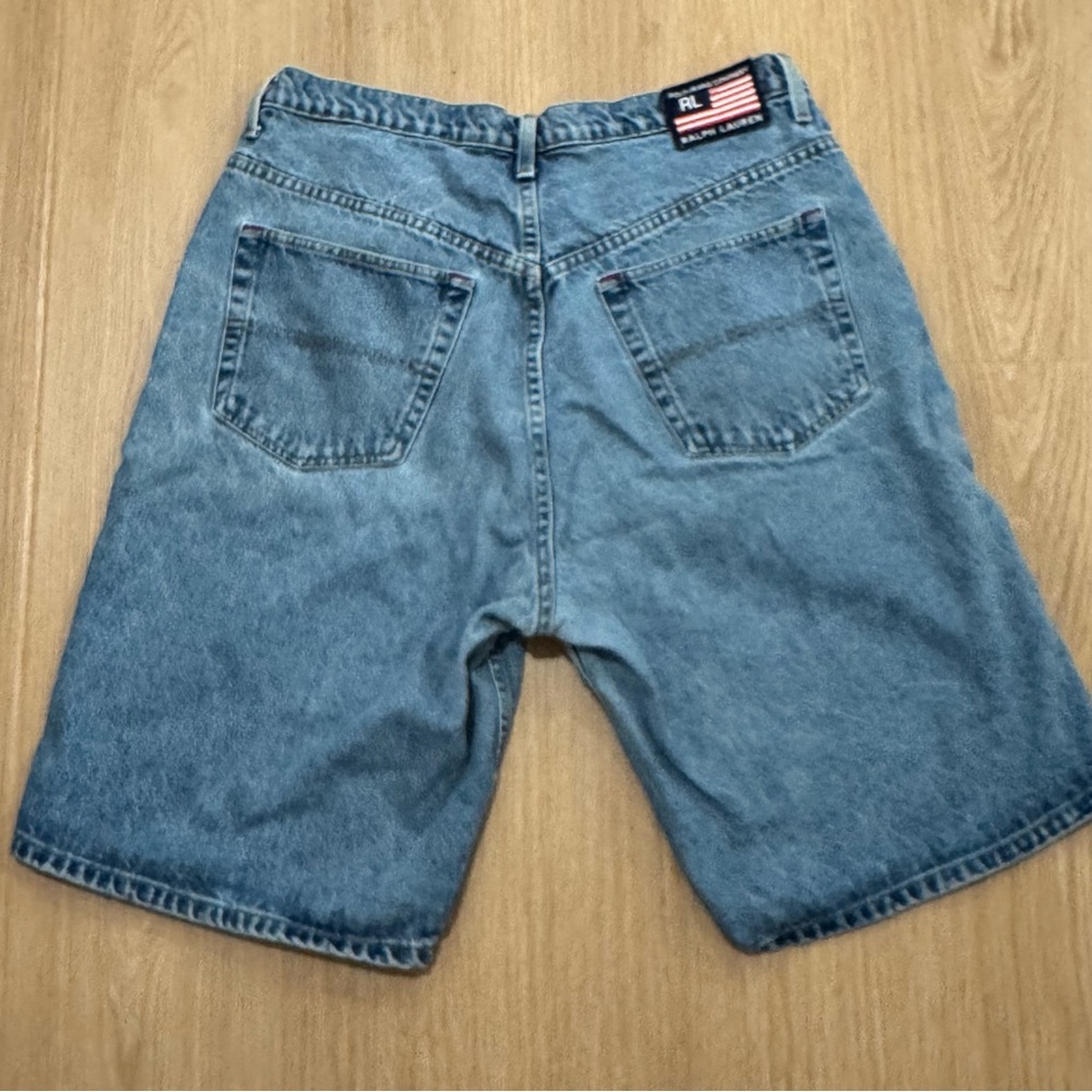 Vintage Polo Jeans Co. Ralph Lauren Baggy Denim Flag Shorts Jorts  - Size 34
